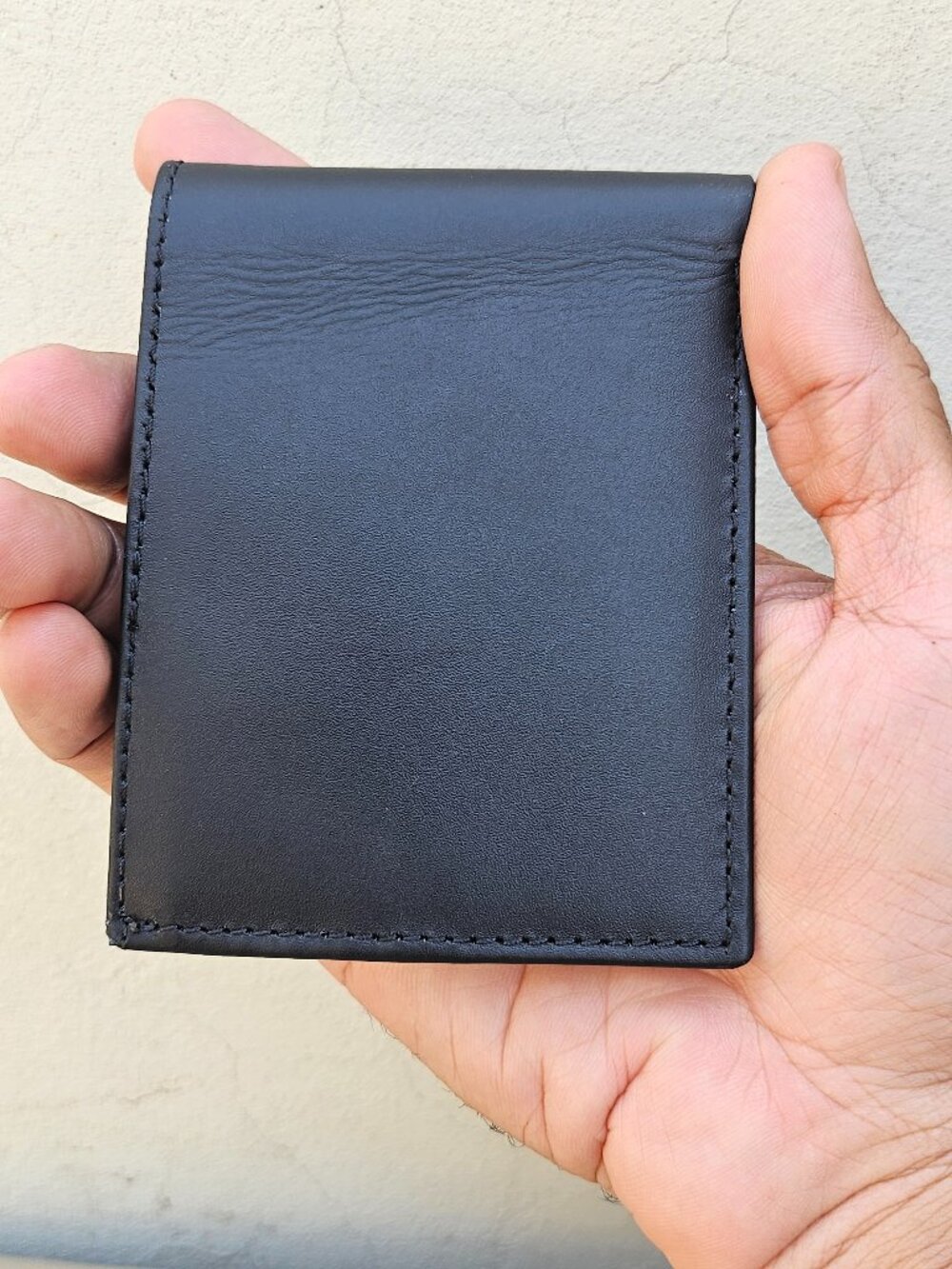Leather Billfold Slim Bifold Cardholder Handmade Wallet Black Purse Handmade
